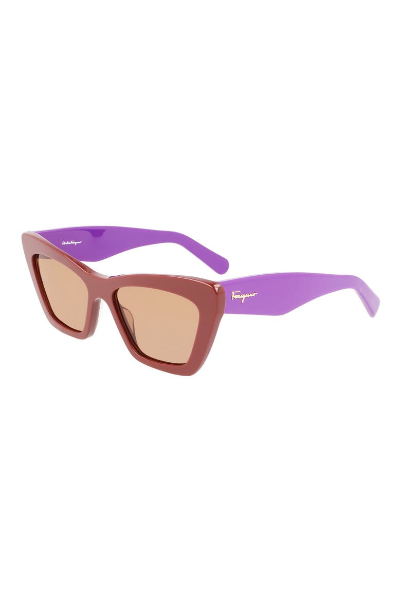 55mm Cat Eye Sunglasses, Alternate, color, DARK BROWN/ VIOLET