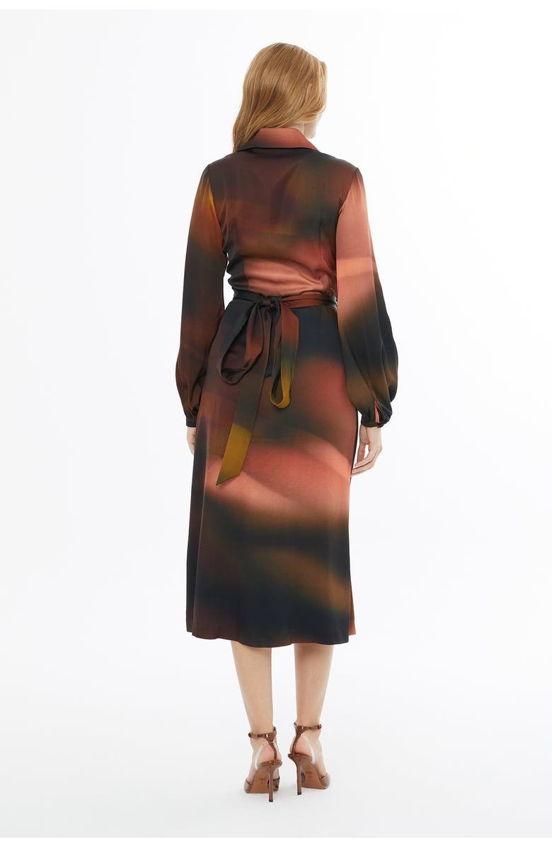 Gizia V-Neck Wrap Buttoned Long Sleeve Midi Dress, Alternate, color, Brown