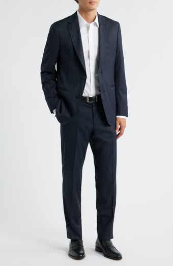 BOSS Huge Slim Fit Blue Mélange Stretch Wool Blend Suit
