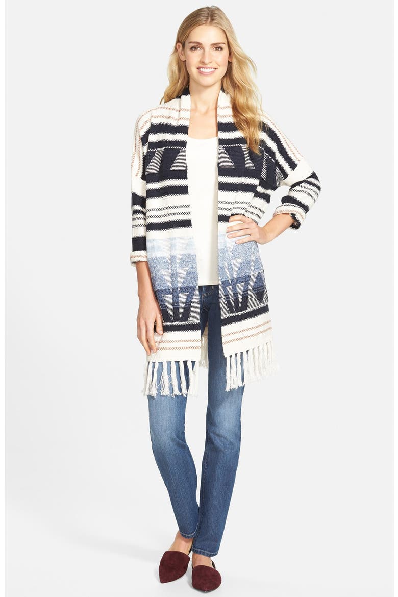 Fringe Open Front Cardigan, Alternate, color, MULTI