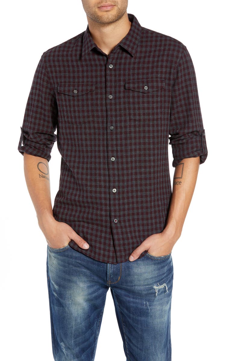 John Varvatos Star USA Check Flannel Shirt, Main, color,
