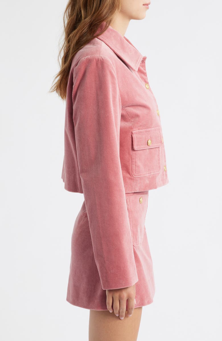 LoveShackFancy Aylin Corduroy Crop Jacket, Alternate, color, Rose