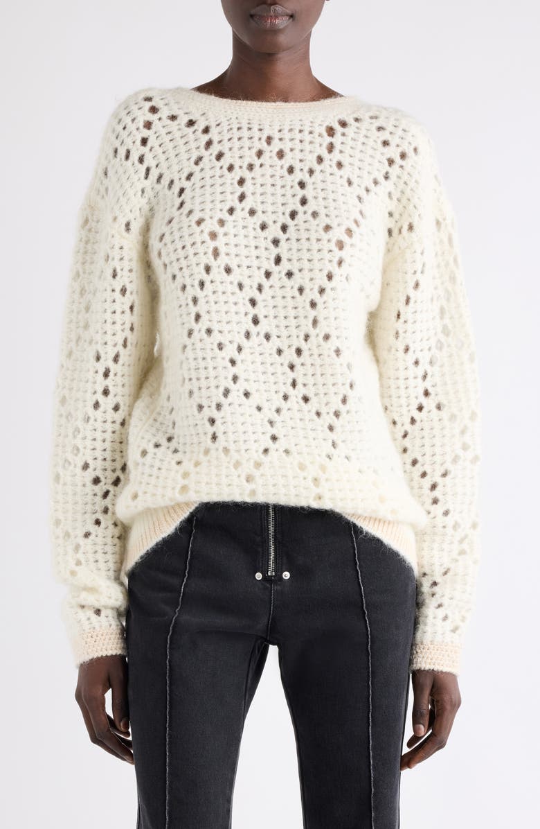 Isabel Marant Medaline Open Knit Sweater, Main, color, Ecru