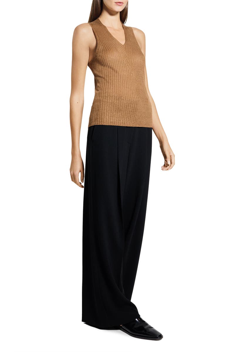 Theory Linen Blend Rib Tank, Alternate, color, Mid Khaki - 2Pd