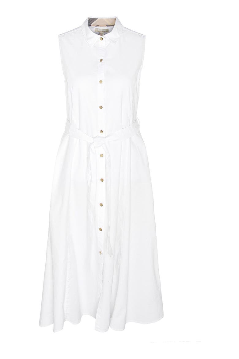 Reil Sleeveless Stretch Cotton Shirtdress, Alternate, color, WHITE