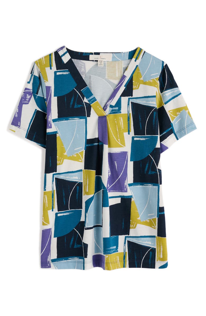 Seasalt Cornwall Barnoon Collage Print Top, Alternate, color, Block Shapes Bilberry