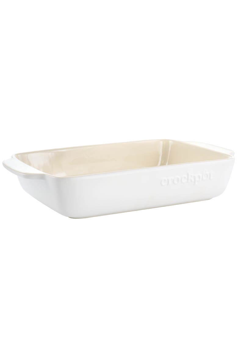 4 Quart Rectangular Stoneware Bake Pan, Main, color, White