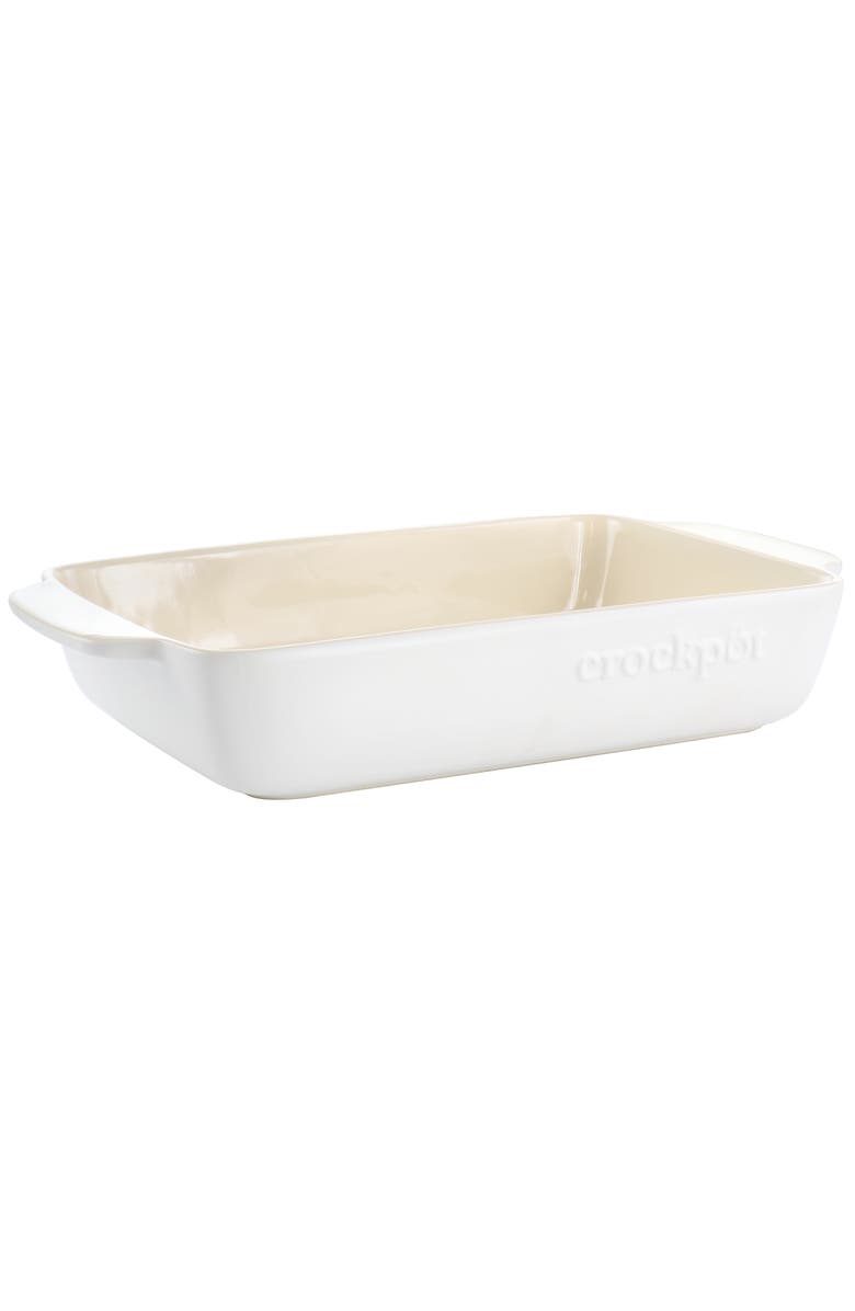 Crockpot 4 Quart Rectangular Stoneware Bake Pan, Main, color, White