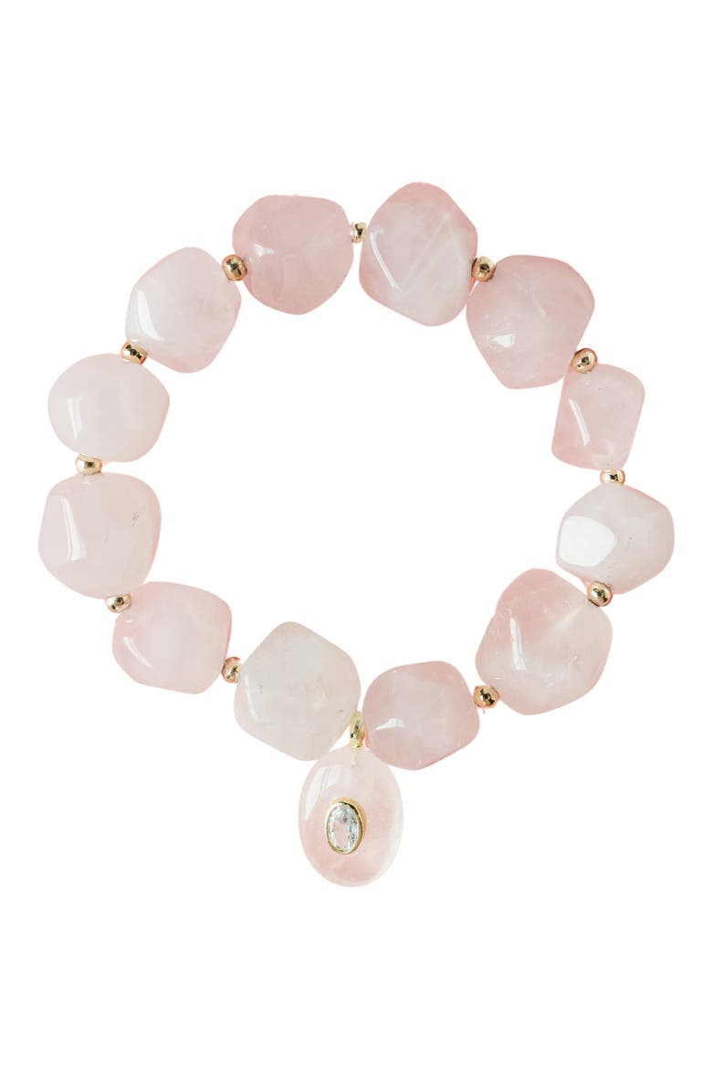 Single Love Beaded Stretch Bracelet, Main, color, PINK
