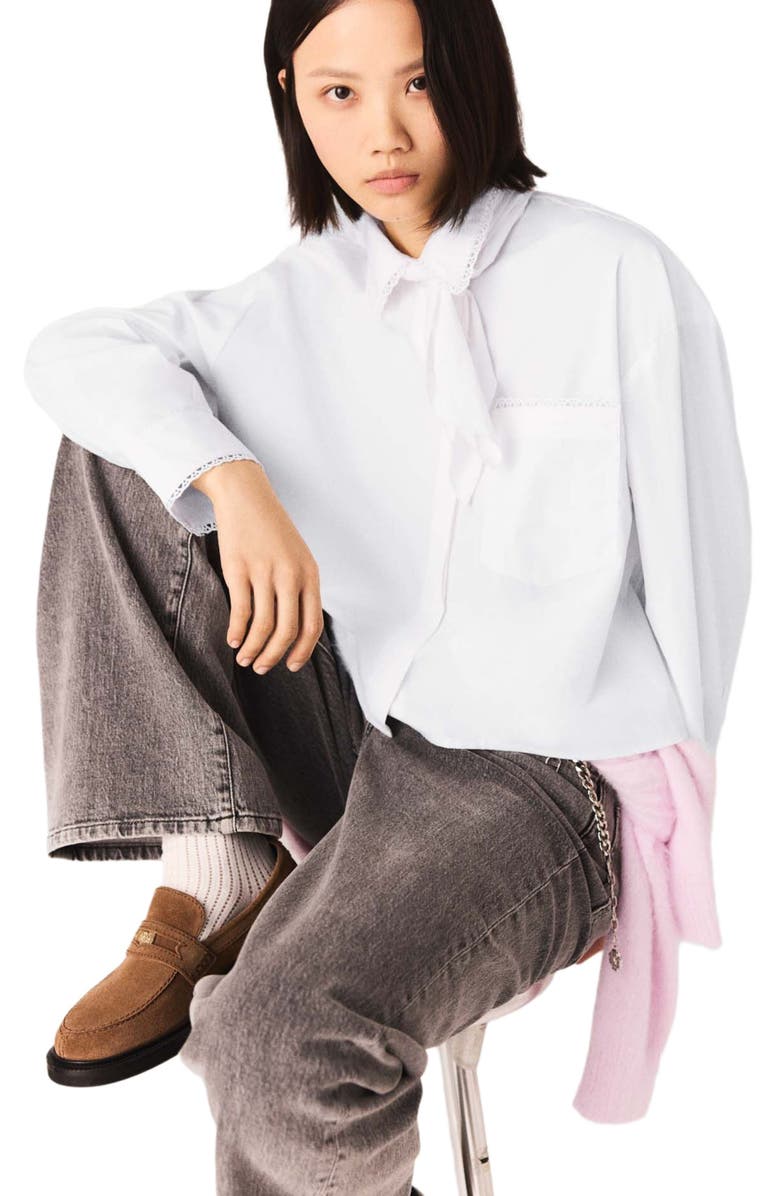 maje Crochet collar shirt, Alternate, color, White