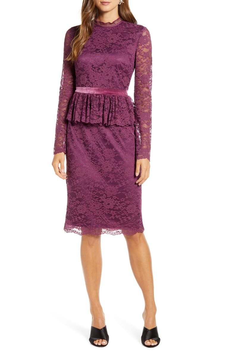 Rachel Parcell Cambridge Long Sleeve Lace Dress, Alternate, color, 