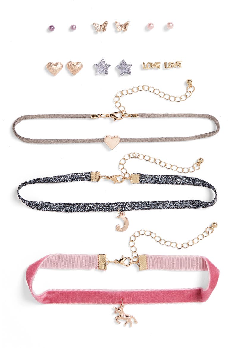 15-Piece Earring & Choker Set, Alternate, color, PINK MULTI