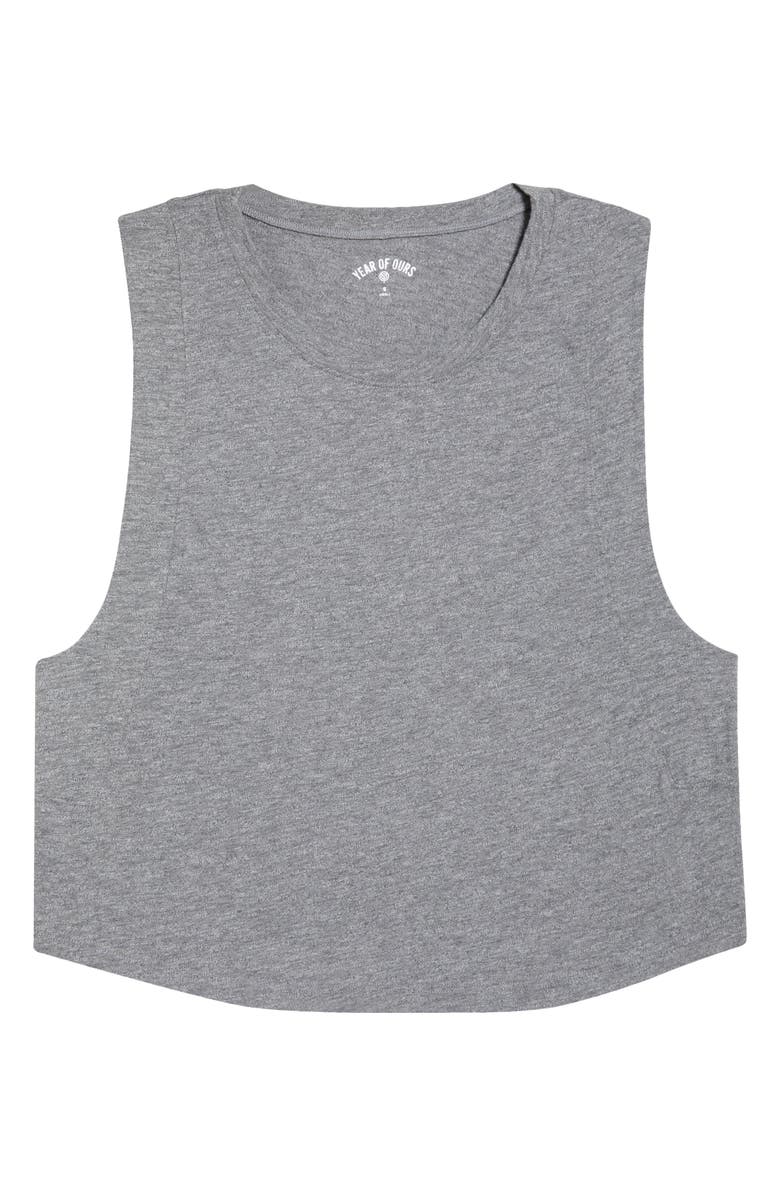 Year of Ours Flow Crop Muscle Tank, Alternate, color, Heather Grey