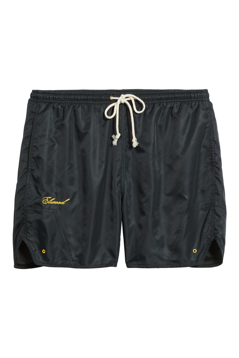 Olympic Embroidered Logo Nylon Shorts, Alternate, color, COAL
