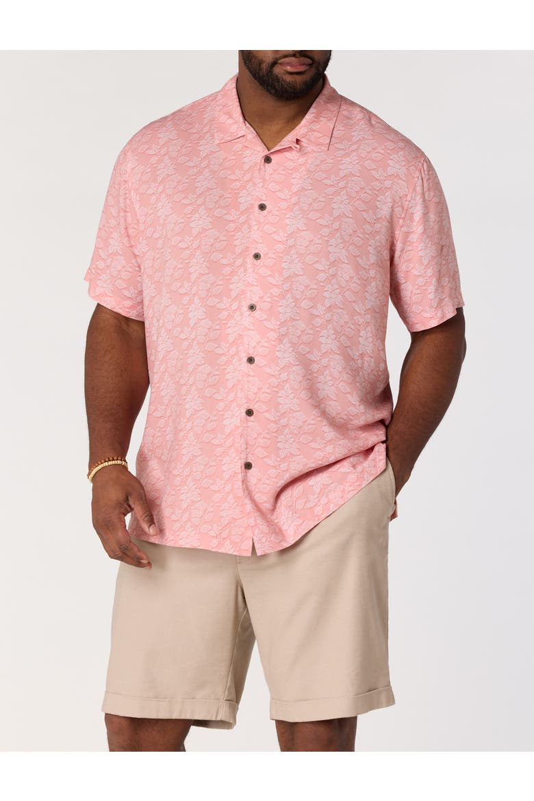 Big & Tall  Tonal Dot Floral Sport Shirt, Alternate, color, PEACH WHITE