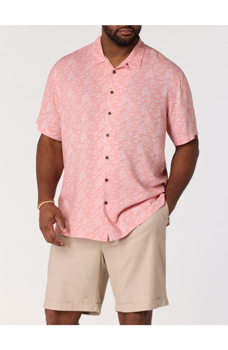 Oak Hill by DXL Big & Tall Tonal Dot Floral Sport Shirt, Alternate, color, Peach White
