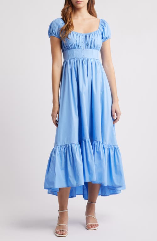 Moon River Poplin High-low Maxi Dress In Light Blue