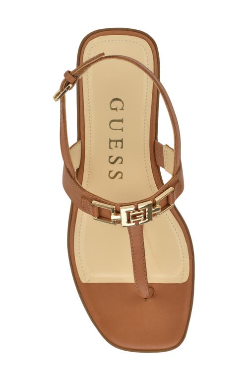 Guess Women's Reality Slingback G-elite T-strap Flat Sandals In Dark Natural