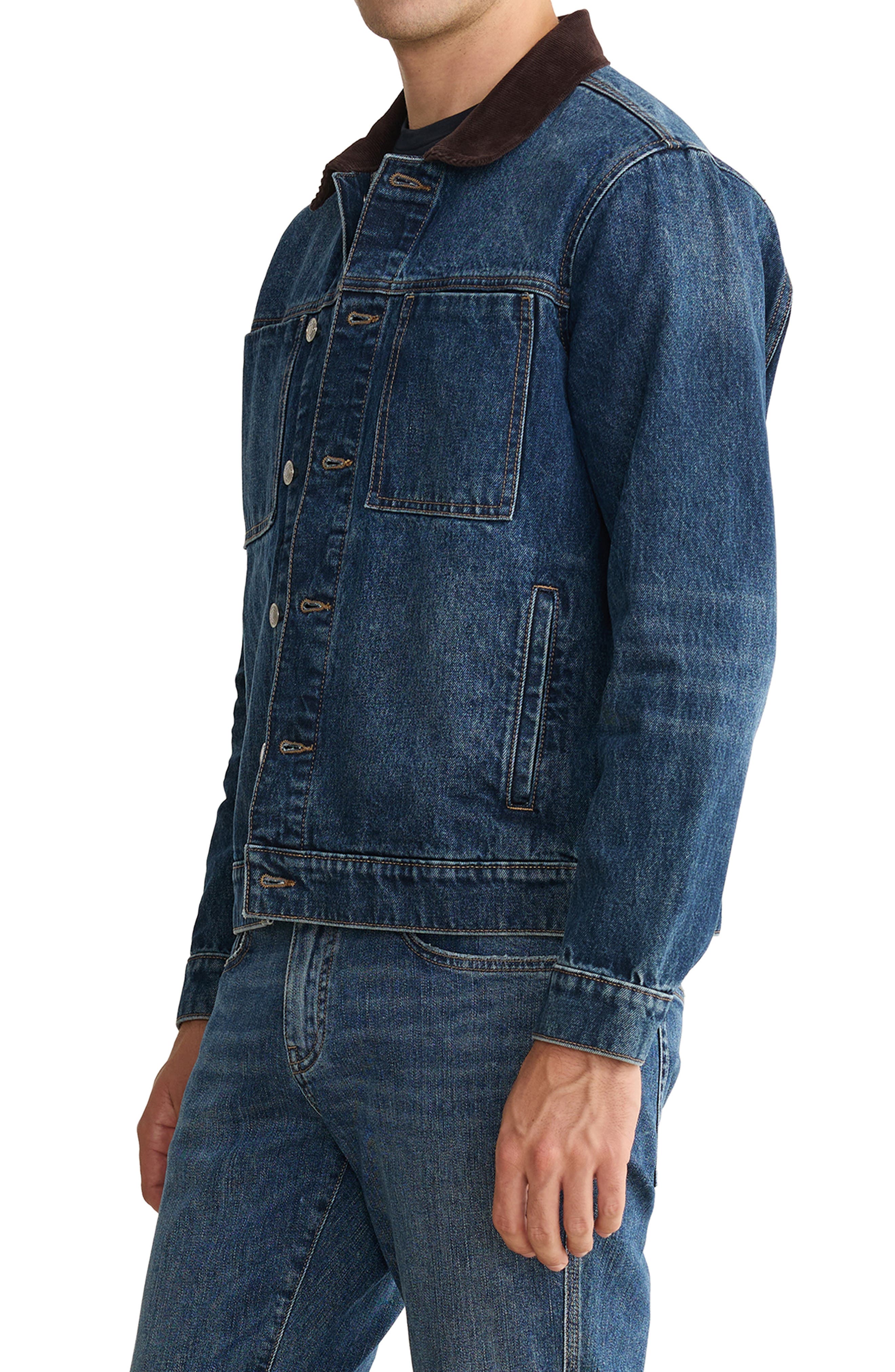 WARP+WEFT SEA Denim Jacket with Corduroy Collar (Men) | Nordstrom