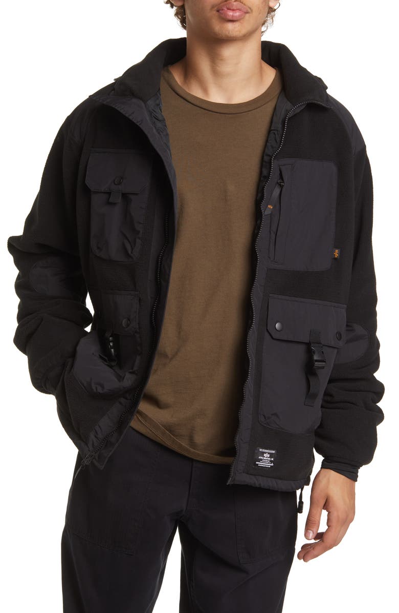 Alpha Industries Mix Media Fleece & Nylon Jacket, Main, color, 