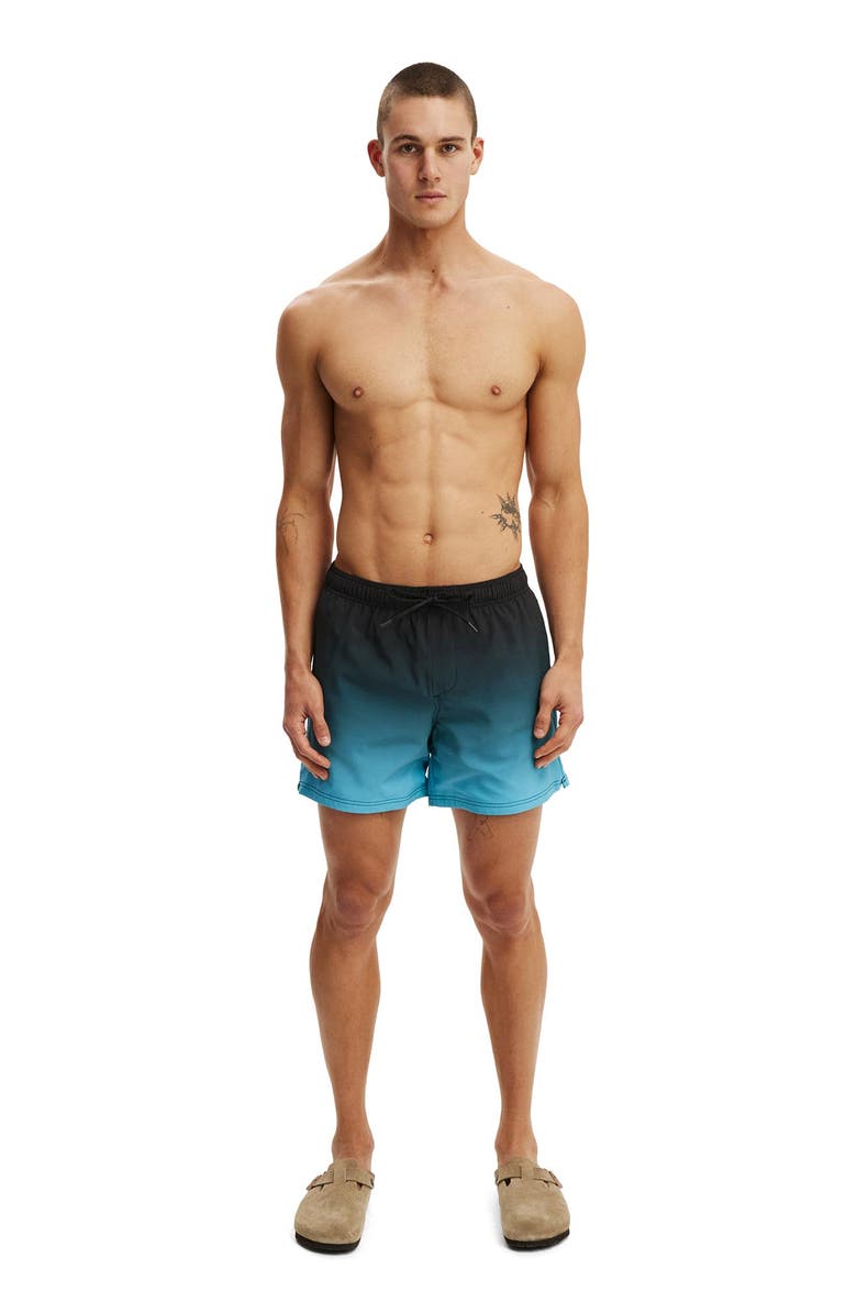 Cotton On Men's Stretch Swim Short, Alternate, color, Black Blue Fade