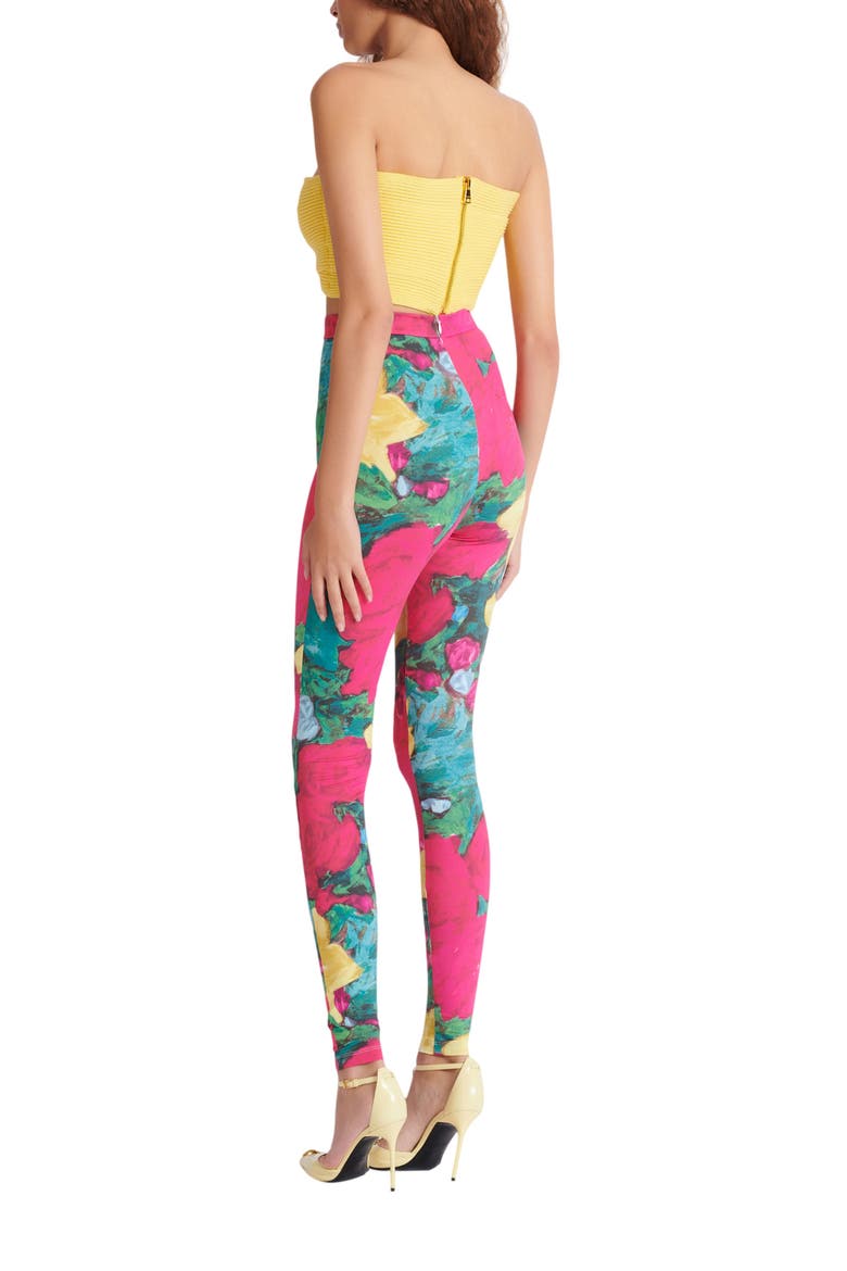 Jersey leggings with roses print, Alternate, color, multicolor