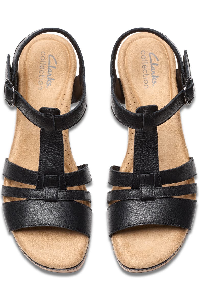 Clarks<sup>®</sup> Seannah Madi Wedge Sandal - Wide Width Available, Alternate, color, Black Leather