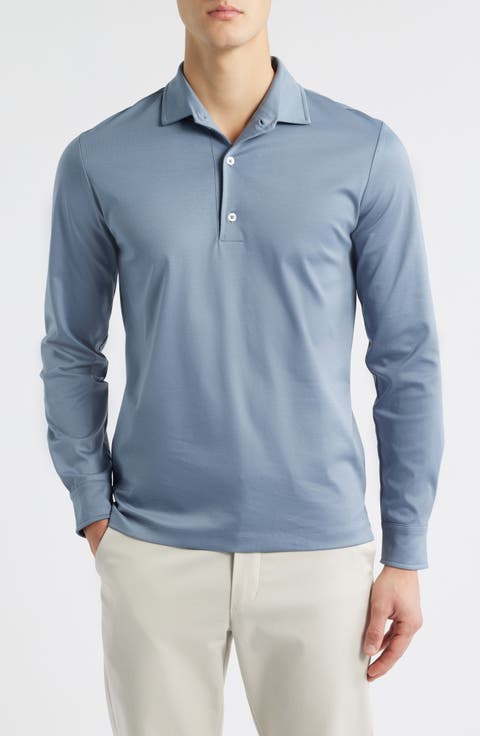 Mercerized Cotton Long Sleeve Polo