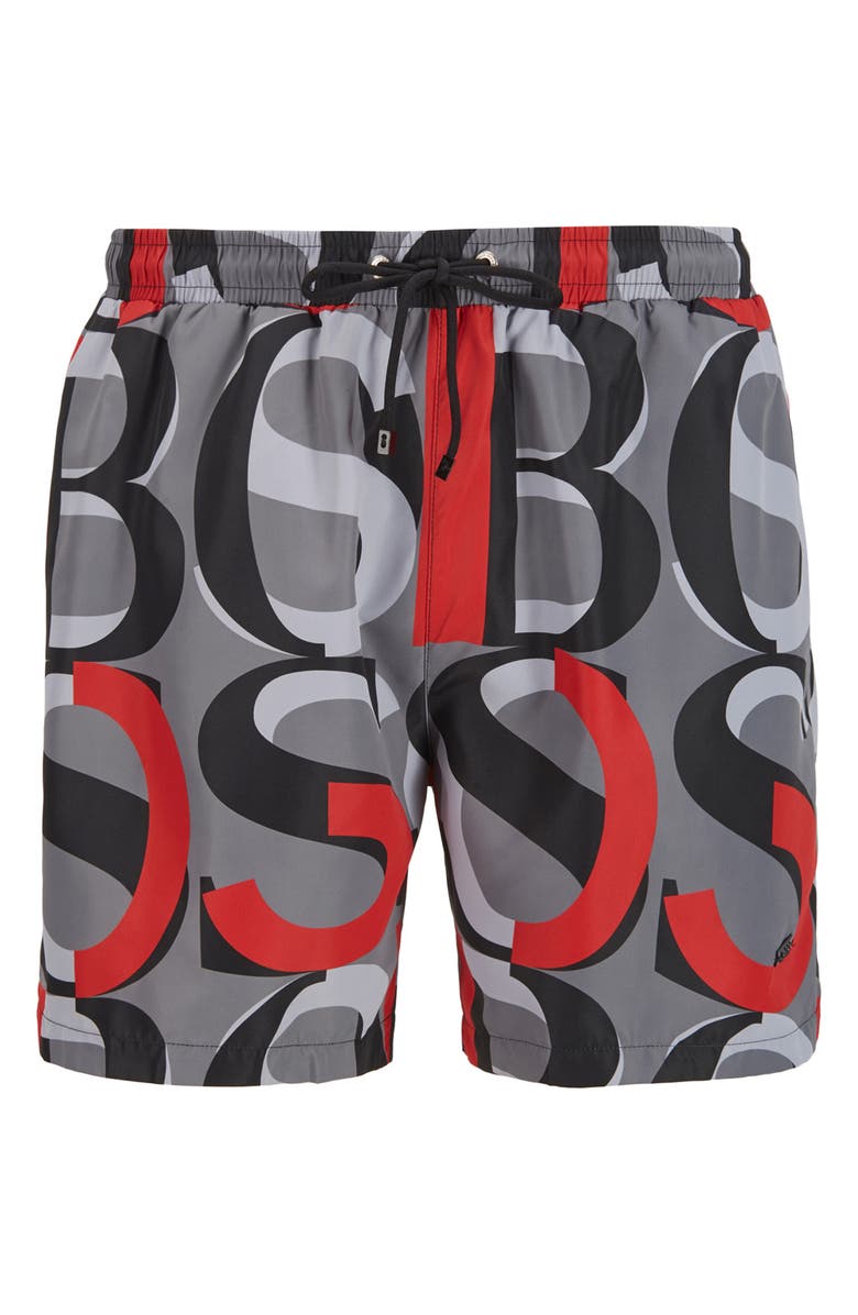 BOSS Fanfin Print Swim Trunks, Alternate, color, 
