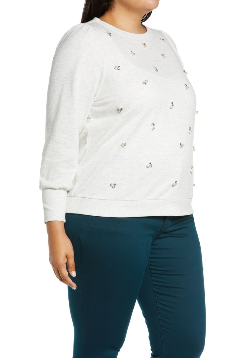Embellished Sweatshirt (Nordstrom Exclusive), Alternate, color, HOFW-HEATHER OFF WHITE