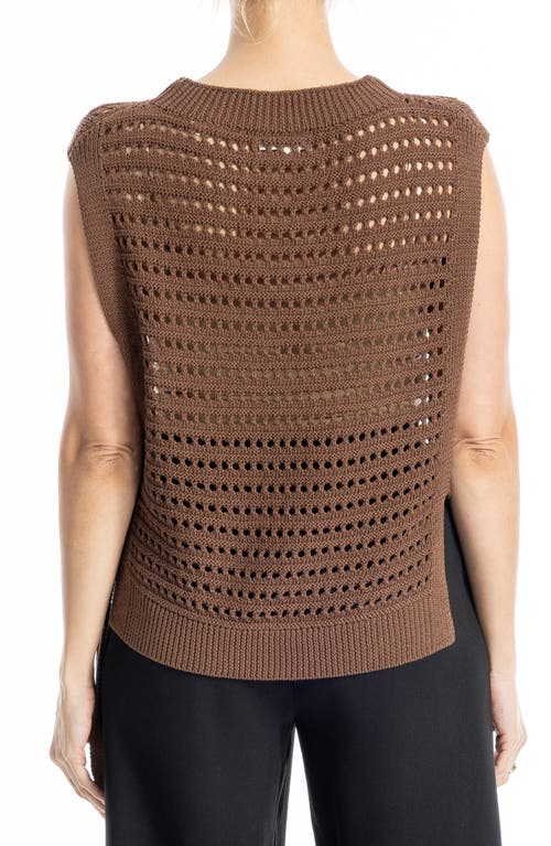Max Studio Open Stitch Sweater Vest In Brown