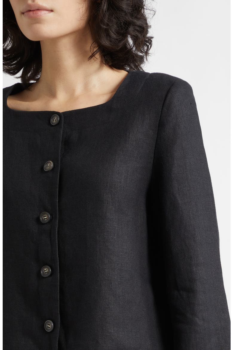 Emma Boxy Linen Jacket, Alternate, color, BLACK