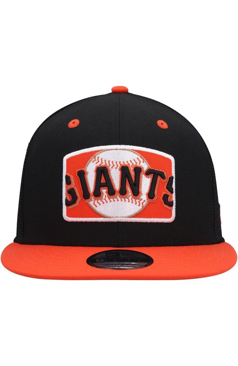 New Era Men's New Era Black/Orange San Francisco Giants Logo Zoom Trucker 9FIFTY Snapback Hat, Alternate, color, 