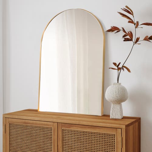 Jonathan Y Elodie Medium Arched Metal Framed Wall Mounted Mirror In Gold