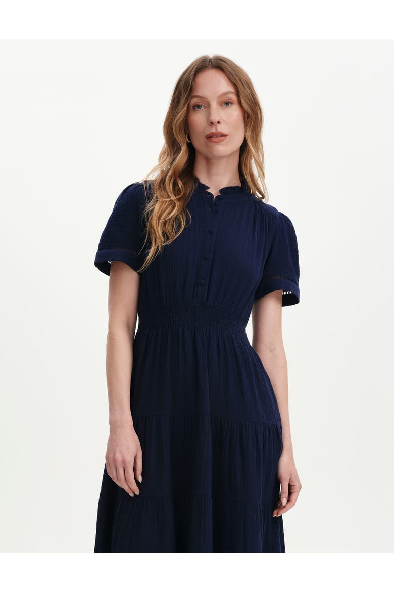 Natalia Cotton Cheesecloth Midi Dress, Alternate, color, Navy
