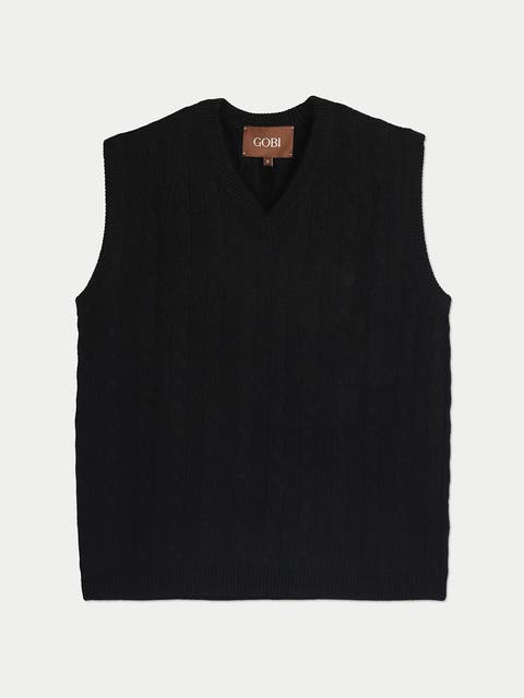 Cashmere Cable-knit V-neck Vest
