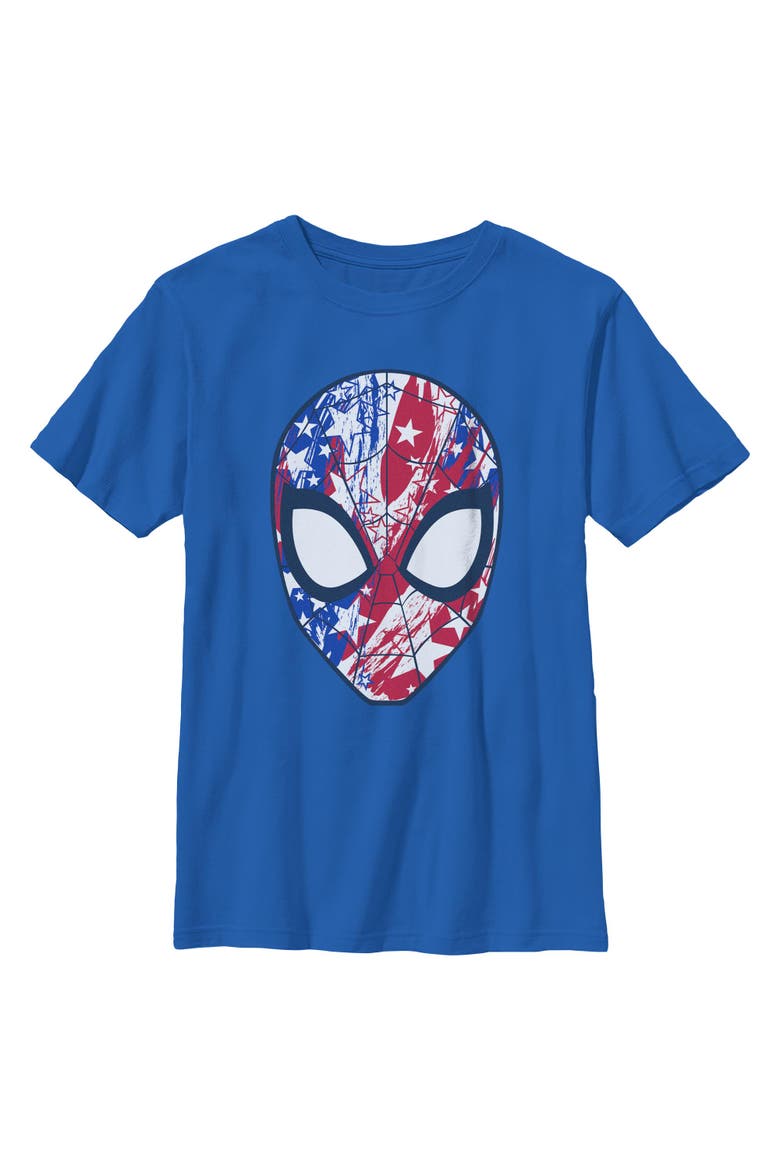 Boy's Marvel Spider-Man Americana Spidey Mask  Graphic T-Shirt, Main, color, Royal Blue