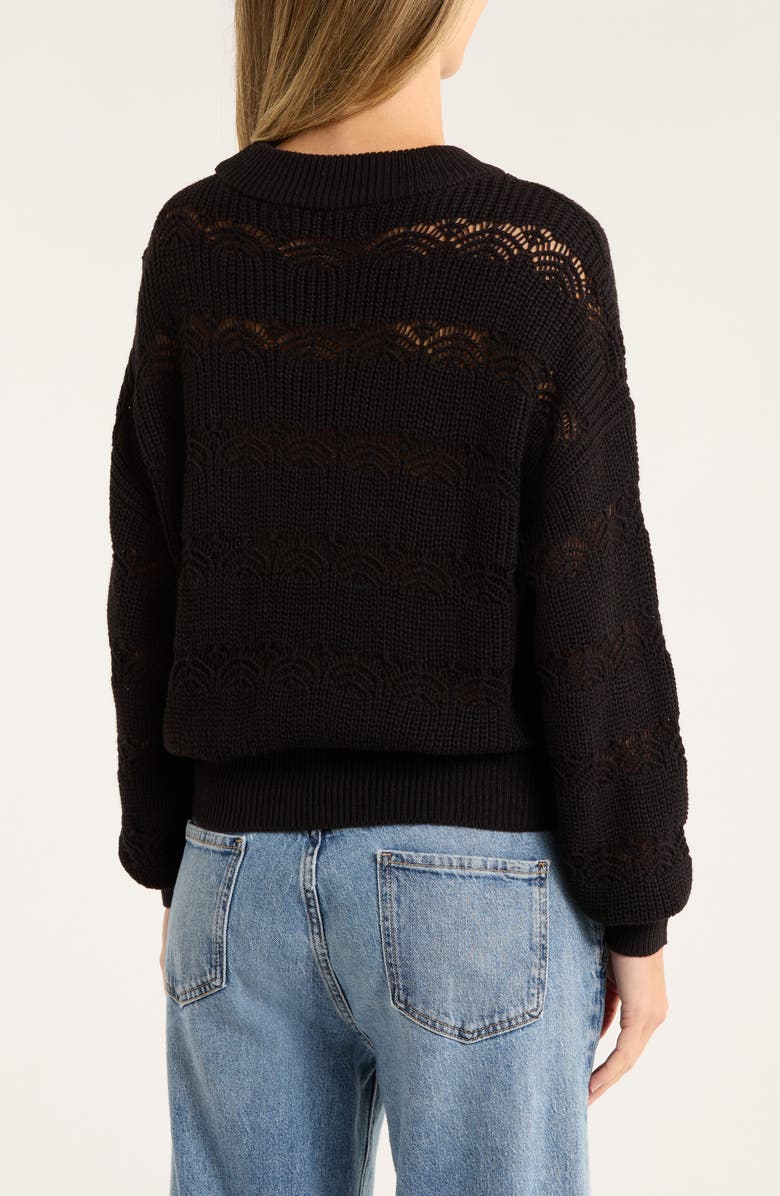 VERO MODA Lona Pointelle Cotton Blend Crop Sweater, Alternate, color, Black