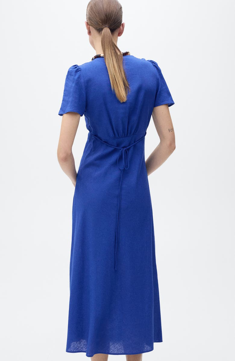 MANGO Linen Blend Dress, Alternate, color, Blue