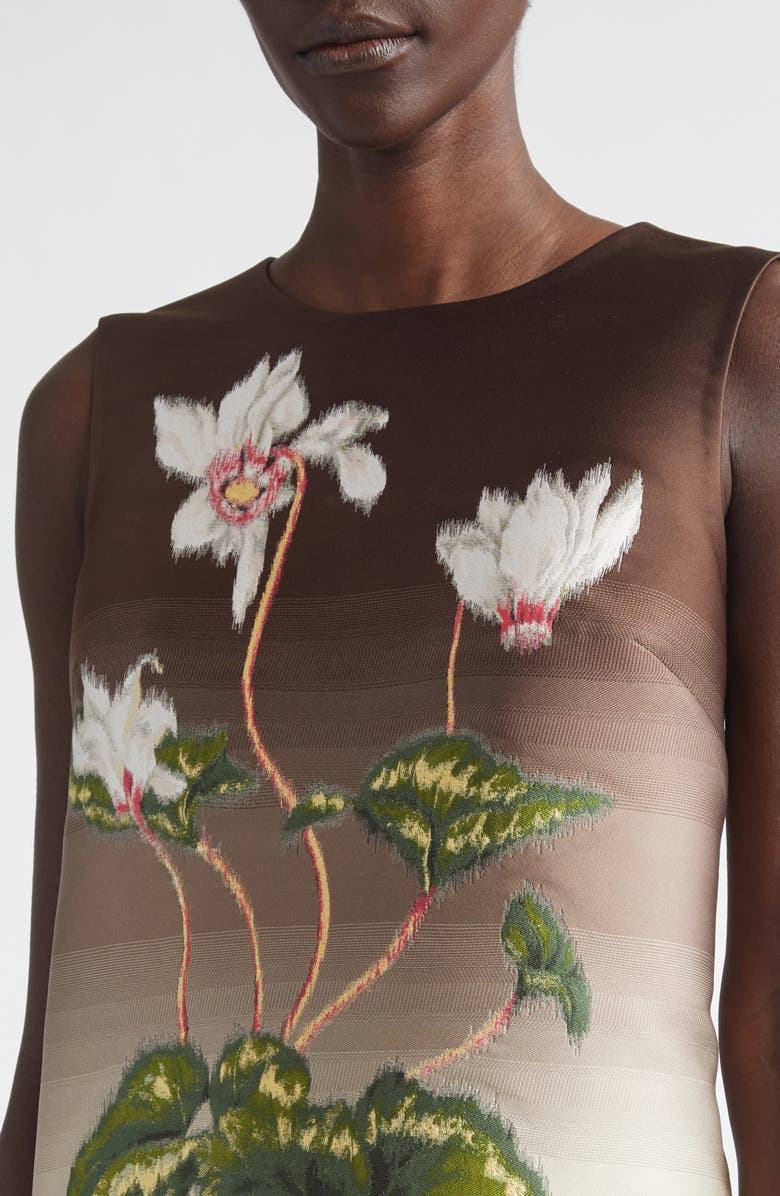 Oscar de la Renta Chiné Cyclamen Sleeveless Dress, Alternate, color, Mahogany Ombre