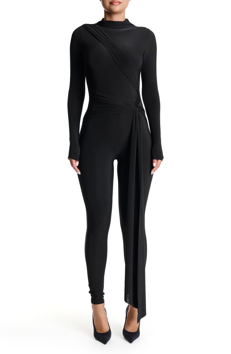 Naked Wardrobe Hourglass Tie Waist Long Sleeve Jumpsuit, Main, color, 