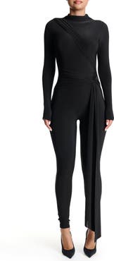 Naked Wardrobe Hourglass Tie Waist Long Sleeve Jumpsuit