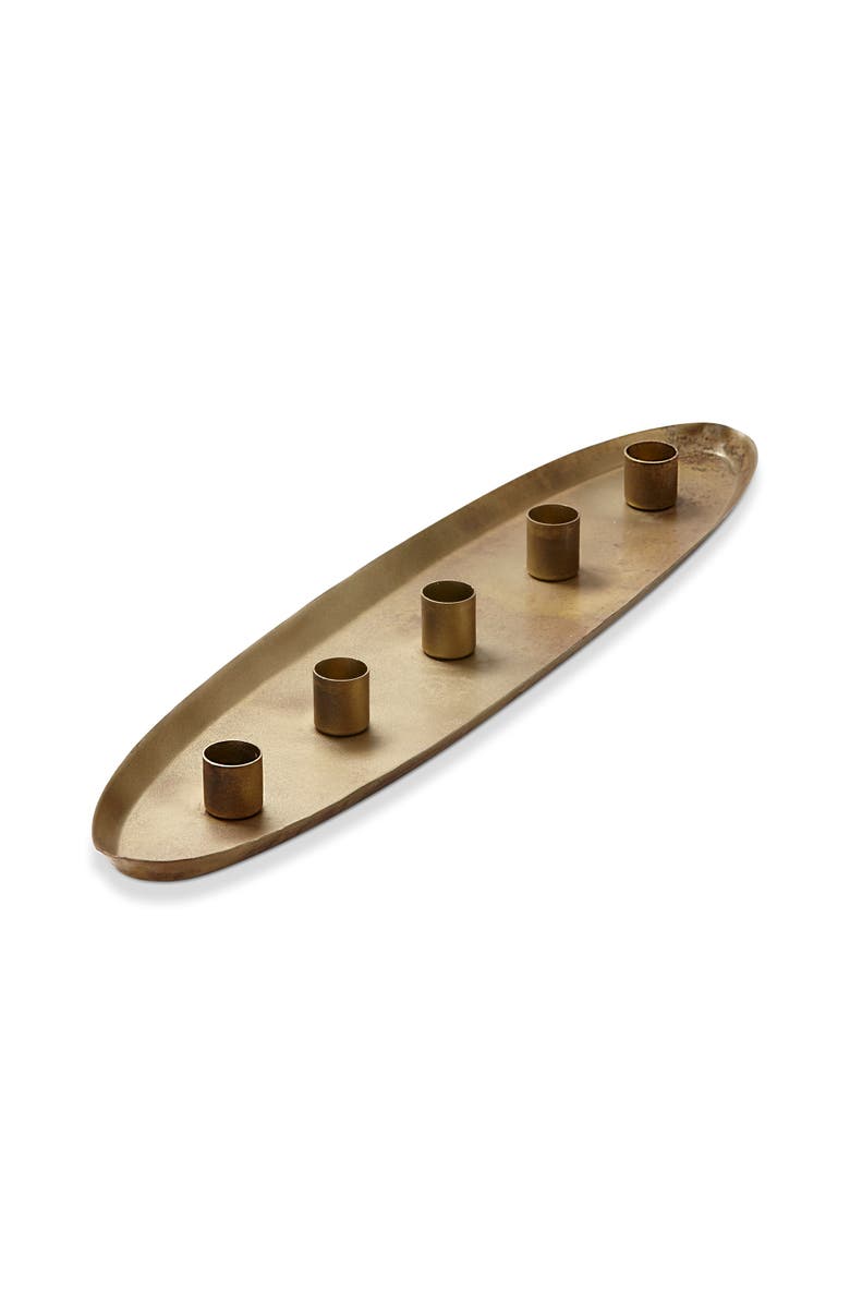 tag Antique Brass Gold Candle Holder Tray for Taper Candles, Main, color, Gold