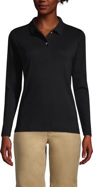 Lands' End School Uniform  Long Sleeve Feminine Fit Interlock Polo Shirt