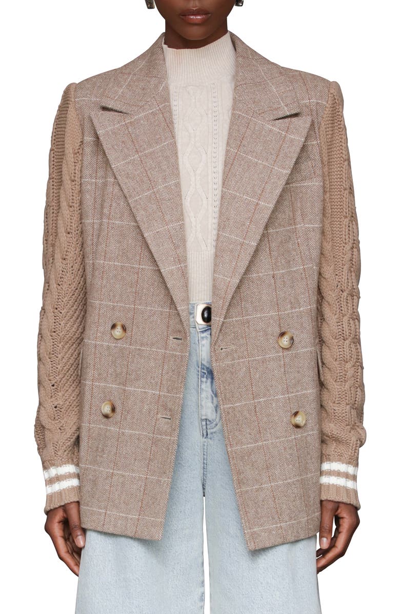 Double Breasted Mixed Media Blazer