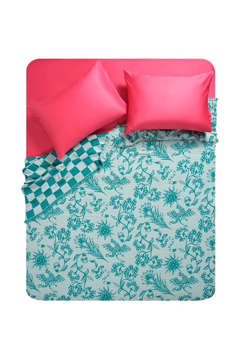 Costa Fringed Jacquard Oversized King Cotton Coverlet, Alternate, color, Medium Green