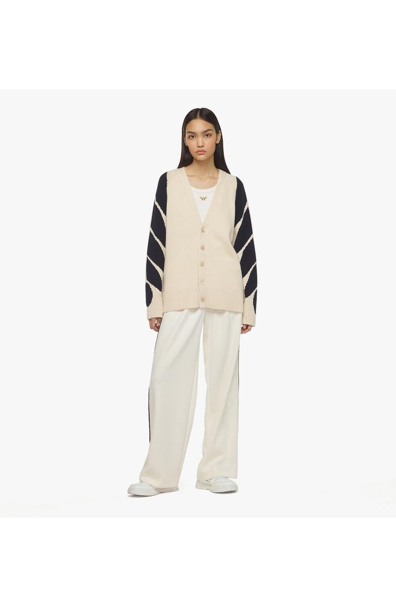 MCM Intarsia Laurel Cardigan, Alternate, color, White
