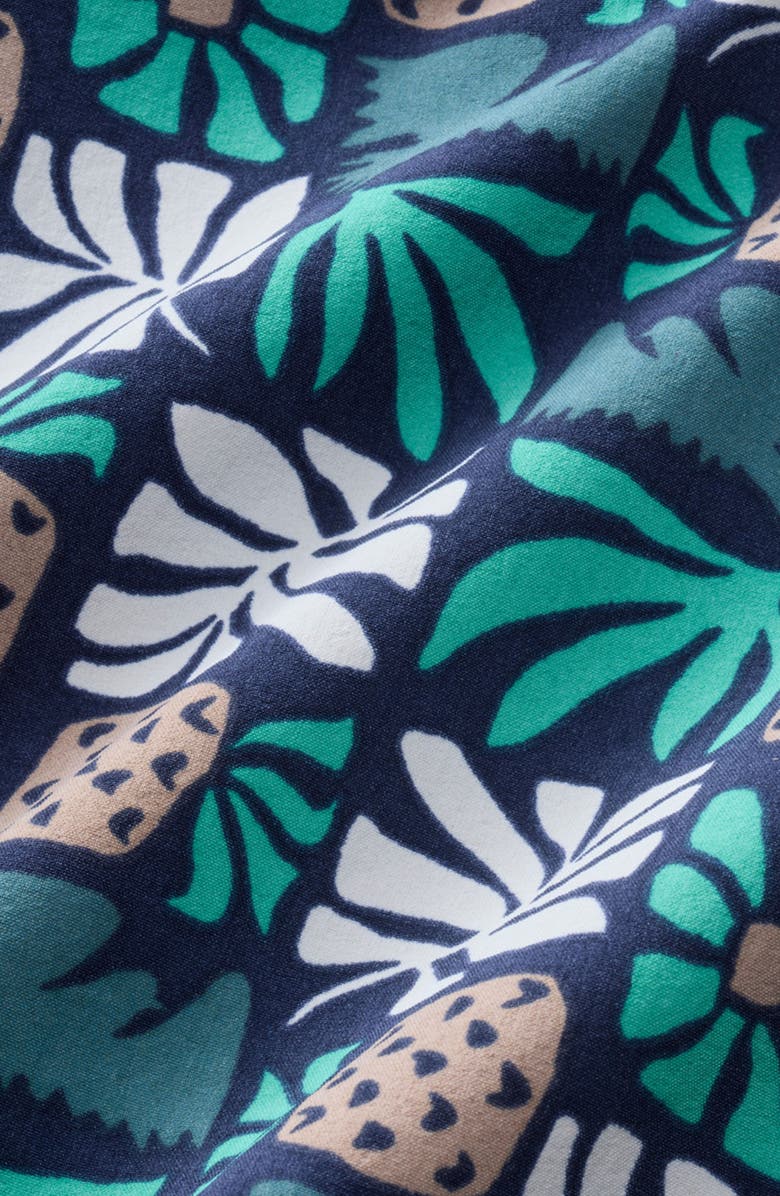 Fair Harbor Bungalow Pineapple Print Water Repellent Swim Trunks, Alternate, color, Navy Palm Tiles