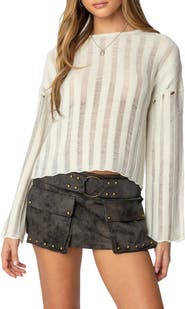 EDIKTED Shredded Ladder Stitch Sweater