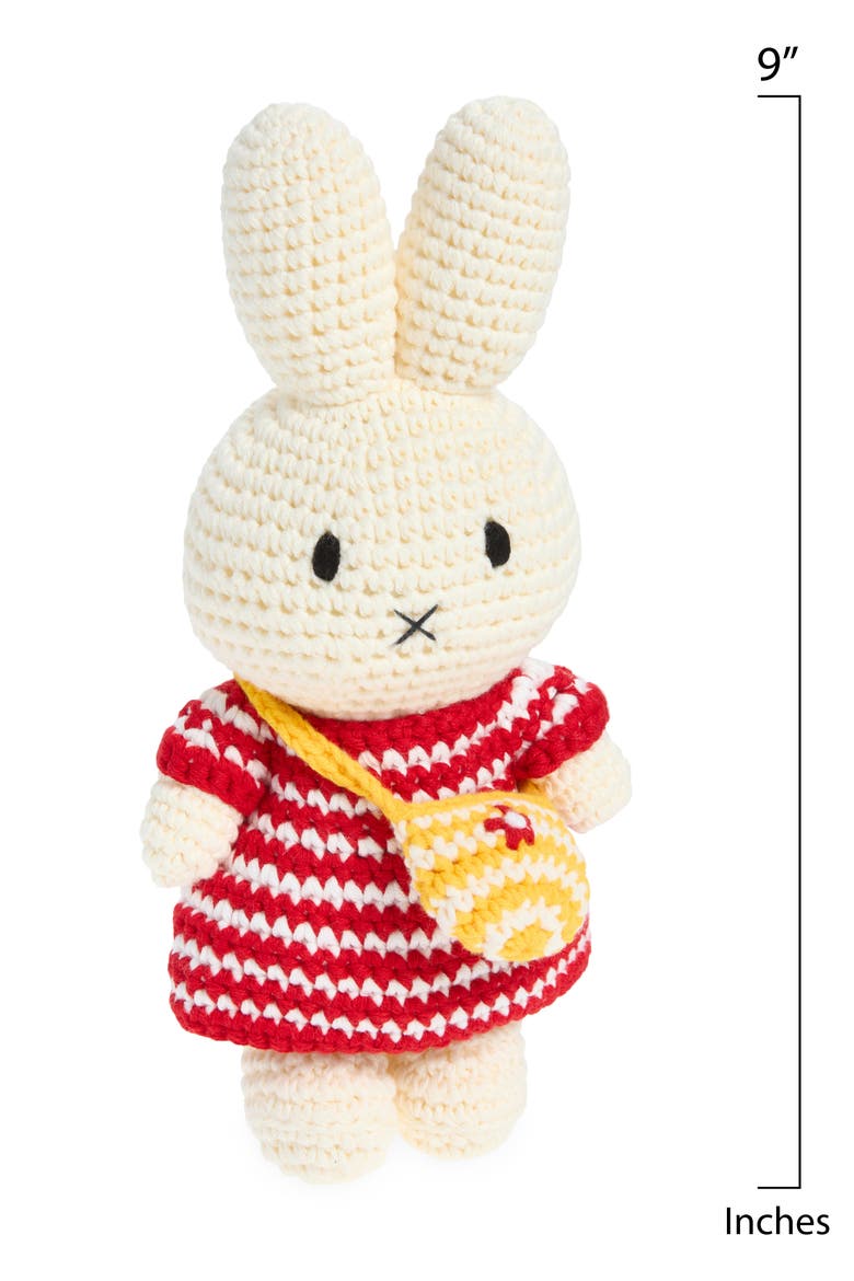 Miffy & Her Red Stripe Dress & Flower Bag Crocheted Stuffed Animal, Alternate, color, RED